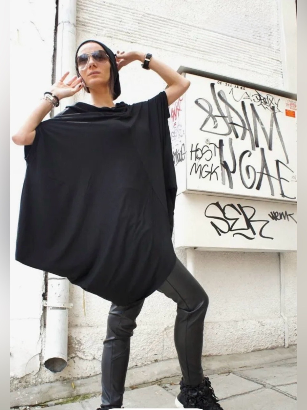 🕶️Loose Asymmetrical Top / Short Sleeve Tunic / Extravagant Casual Oversize🕶️